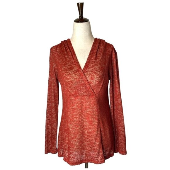 MiracleBody by‎ MiracleSuit Orange Knit Hooded Long Sleeve Top Size Small - Picture 1 of 10